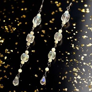 Vintage 80s Swarovski® AB Crystal & MOP Dangle Earrings